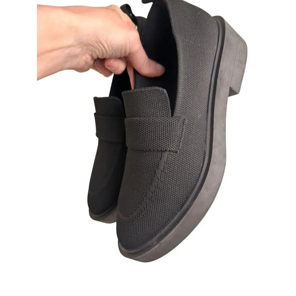 Steve Madden Black Knit Loafers Memory Foam Comfort‎ Shoes Womens 9.5